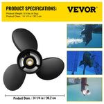 Piekarināmais propellers, OEM 3817469 aizvietotājs, 3 lāpstiņas, 36,2 x 53,3 cm, alumīnija, savietojams ar Volvo Penta SX piedziņu, 19 zobi, labās puses rotācija