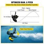 Alumīnija propellers 4 lāpstiņas, 36,2 × 48,3 cm, 19 zobi, RH, saderīgs ar Volvo Penta SX