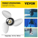 Tērauda Laivas Dzenskrūve, OEM 3860709 Aizvietotājs, 3 Asmeņi, 36,8 cm x 53,3 cm Solis, Saderīga ar Volvo Penta SX Drive Visām Versijām, 19 Zobu Špļines, Labās Puses Rotācija