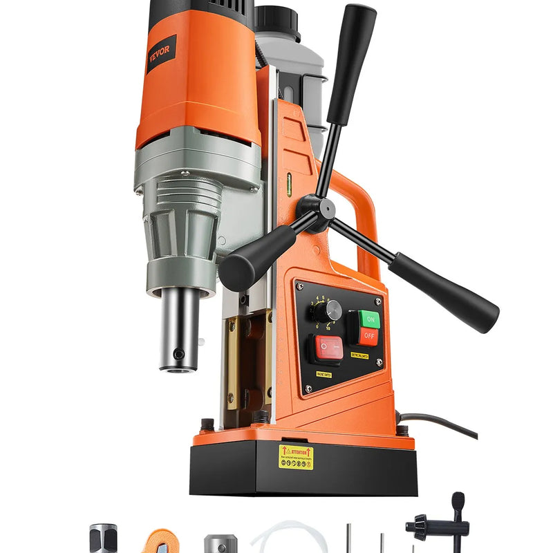 VEVOR magnētiskā urbjmašīna, 1550 W motors, 50,8 mm urbšanas diametrs, 13 000 N magnētiskā piespiedējspēka pārnēsājamais magnētiskais urbis, 0–500 apgr./min regulējams ātrums metāla apstrādei industriāli un mājas darbiem