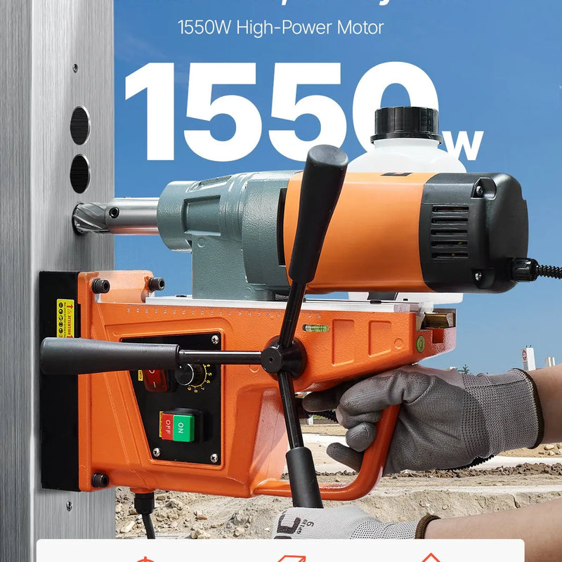 VEVOR magnētiskā urbjmašīna, 1550 W motors, 50,8 mm urbšanas diametrs, 13 000 N magnētiskā piespiedējspēka pārnēsājamais magnētiskais urbis, 0–500 apgr./min regulējams ātrums metāla apstrādei industriāli un mājas darbiem