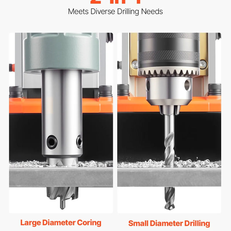 VEVOR magnētiskā urbjmašīna, 1550 W motors, 50,8 mm urbšanas diametrs, 13 000 N magnētiskā piespiedējspēka pārnēsājamais magnētiskais urbis, 0–500 apgr./min regulējams ātrums metāla apstrādei industriāli un mājas darbiem