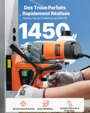 VEVOR magnētiskā urbjmašīna, 1450 W motors, 40,6 mm urbuma diametrs, 12,5 kN magnētiskā noturība, pārnēsājama elektriskā magnētiskā urbjpresa ar 11 vainagurbjiem, 850 apgr./min metāla virsmām un darbnīcām