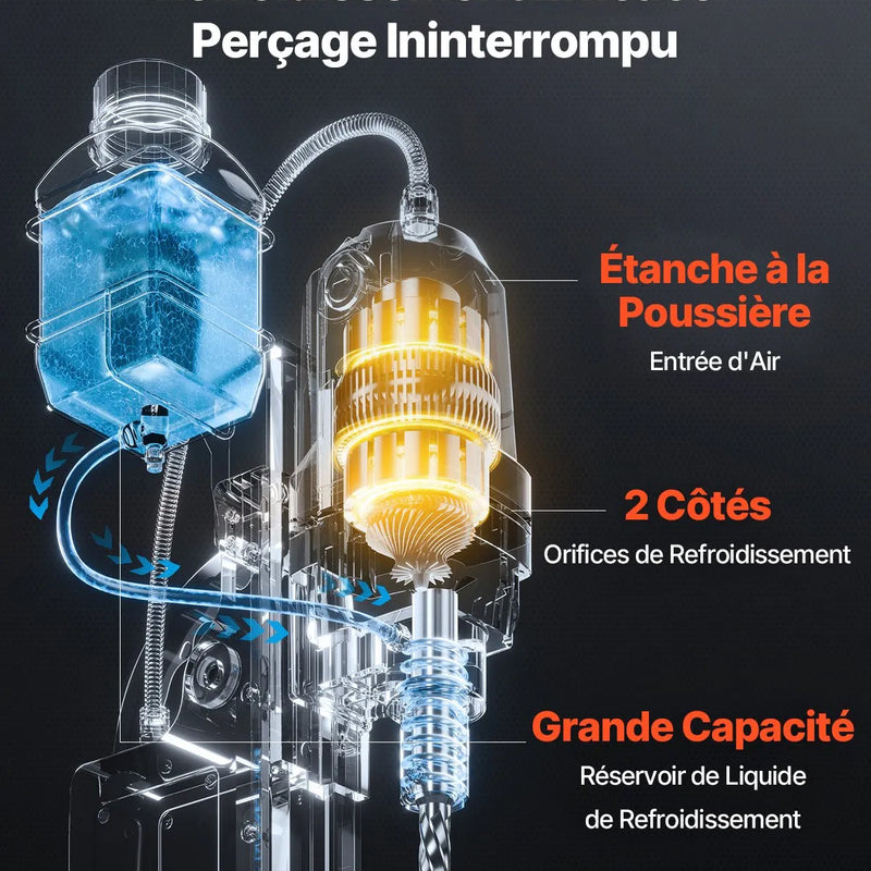 VEVOR magnētiskā urbjmašīna, 1450 W motors, 40,6 mm urbuma diametrs, 12,5 kN magnētiskā noturība, pārnēsājama elektriskā magnētiskā urbjpresa ar 11 vainagurbjiem, 850 apgr./min metāla virsmām un darbnīcām