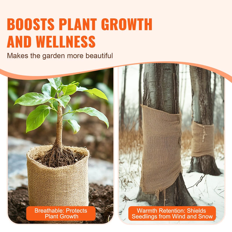 VEVOR džutas auduma rullis 102 cm x 91,4 m un 50 x 50 augsta blīvuma dabīgs plats džutas audums, džutas auduma rullis koku aptīšanai, dekorēšanai, rokdarbiem, kāzām, dārzkopībai un augu un koku aizsardzībai ziemā