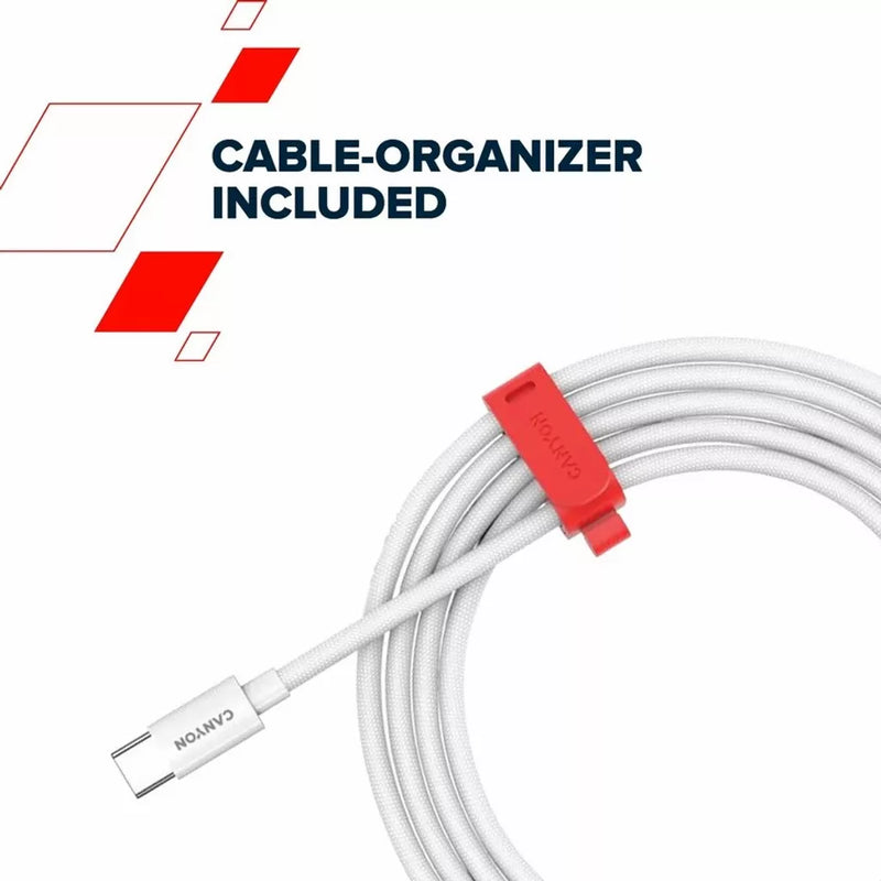 CANYON 60W  USB Type-C uz USB Type-C kabelis, silikona, Saderīgs ar Apple ierīcēm,USB 2.0, 1.2 m, balts