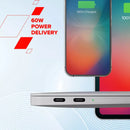 CANYON 60 W (5 V / 9 V / 12 V / 15 V / 20 V, 3 A) USB 2.0 C–C silikona kabelis, 480 Mb/s, Vads: POWER 22AWG x1C + SIGNAL 29AWG x2C + CC 30AWG x1C, 1m, melns