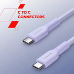 CANYON 60 W (5 V / 9 V / 12 V / 15 V / 20 V, 3 A) USB 2.0 C–C silikona kabelis, 480 Mb/s, Vads: POWER 22AWG x1C + SIGNAL 29AWG x2C + CC 30AWG x1C, 1m, melns