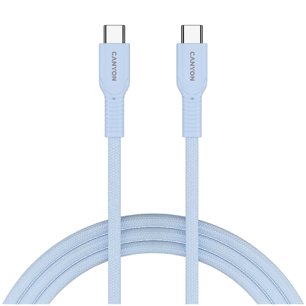 Canyon OnWire 60CL USB-C–USB-C kabelis, 60 W, 1 m, gaiši zils