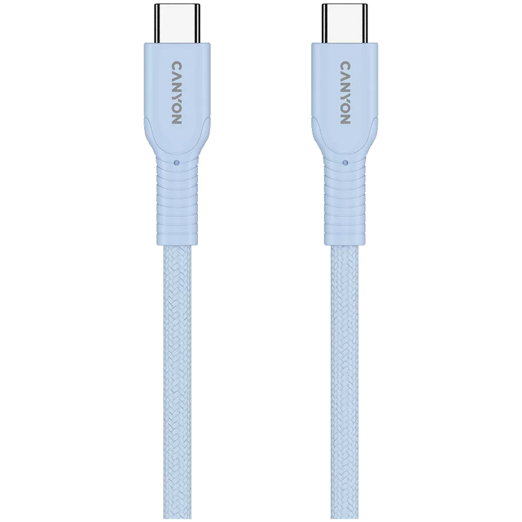 Canyon OnWire 60CL USB-C–USB-C kabelis, 60 W, 1 m, gaiši zils