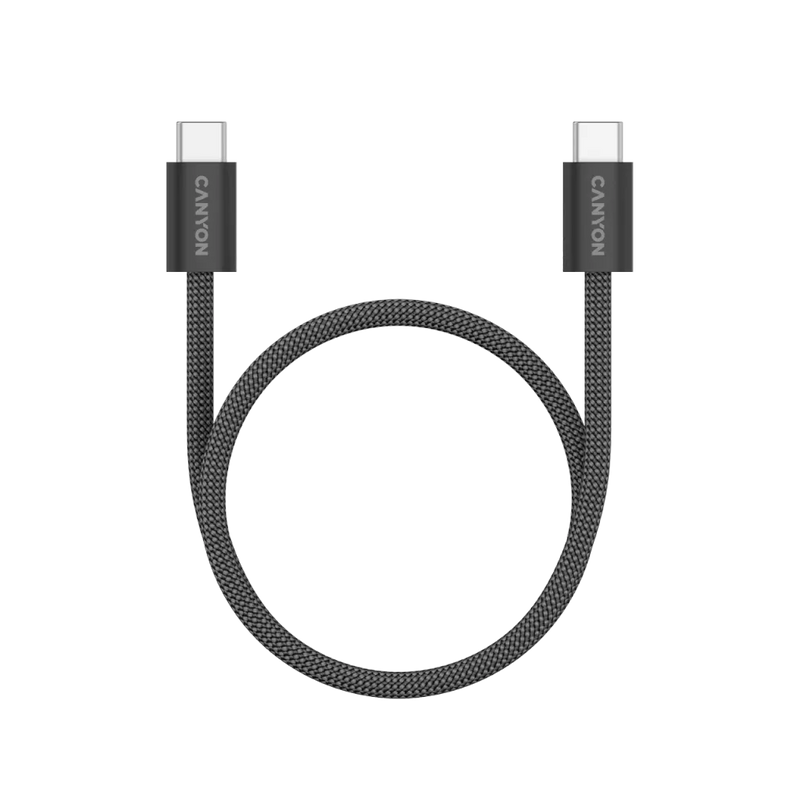 CANYON 60W 3A USB 2.0 C–C magnētiskais kabelis, Datu pārraide: līdz 480 Mb/s, 1 m, melns