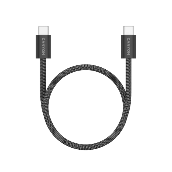 CANYON 60W 3A USB 2.0 C–C magnētiskais kabelis, Datu pārraide: līdz 480 Mb/s, 1 m, melns