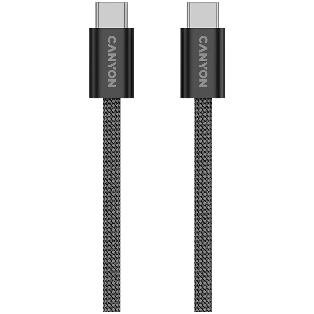 Магнитный кабель CANYON 60W 3A USB 2.0 C-C, передача данных: до 480 Мбит/с, 1 м, черный
