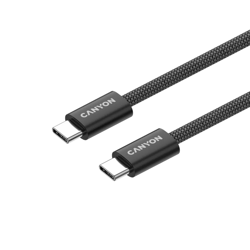 CANYON 60W 3A USB 2.0 C–C magnētiskais kabelis, Datu pārraide: līdz 480 Mb/s, 1 m, melns