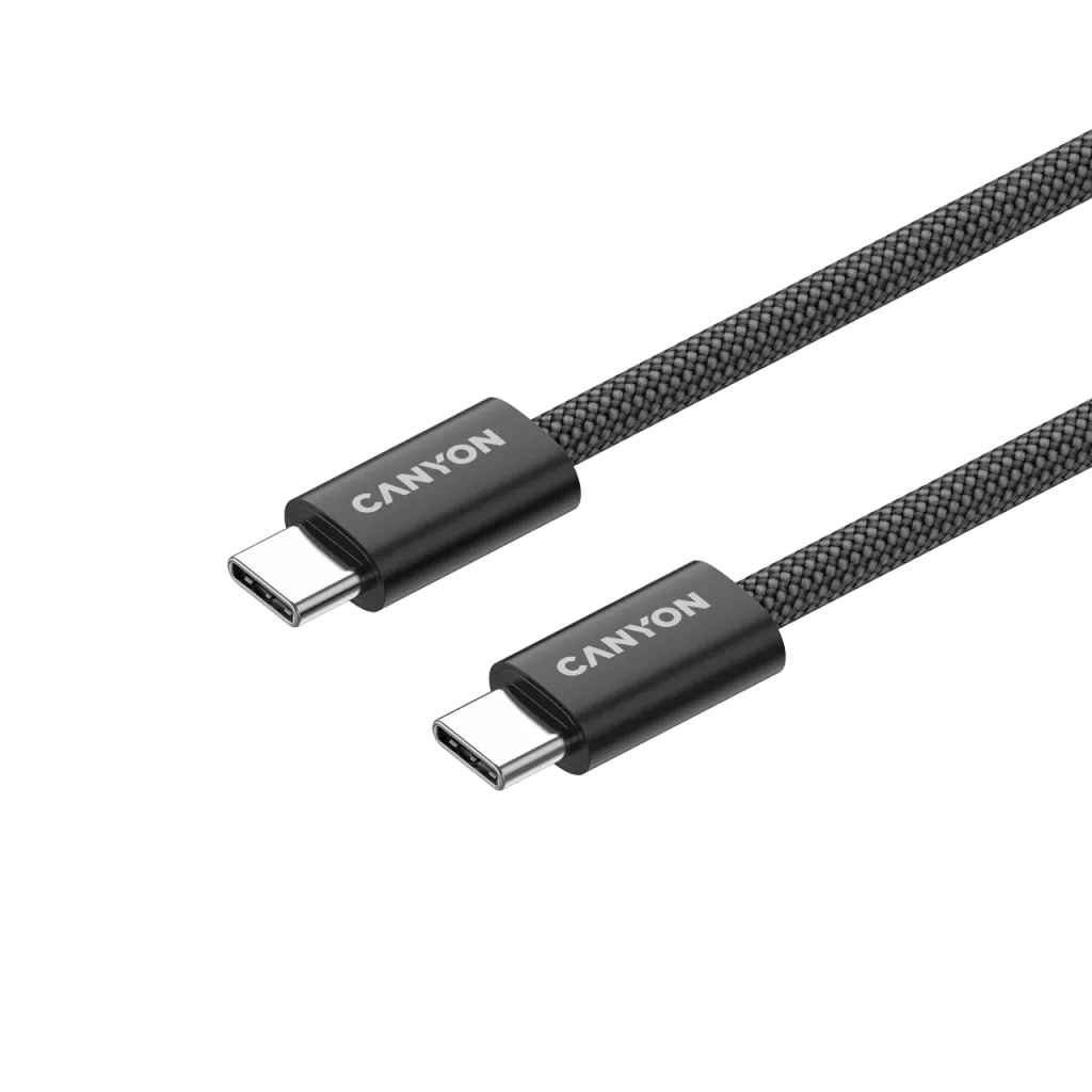 Магнитный кабель CANYON 60W 3A USB 2.0 C-C, передача данных: до 480 Мбит/с, 1 м, черный