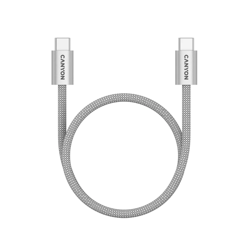 CANYON 60W 3A USB 2.0 C–C magnētiskais kabelis, Datu pārraide: līdz 480 Mb/s, 1 m, pelēks