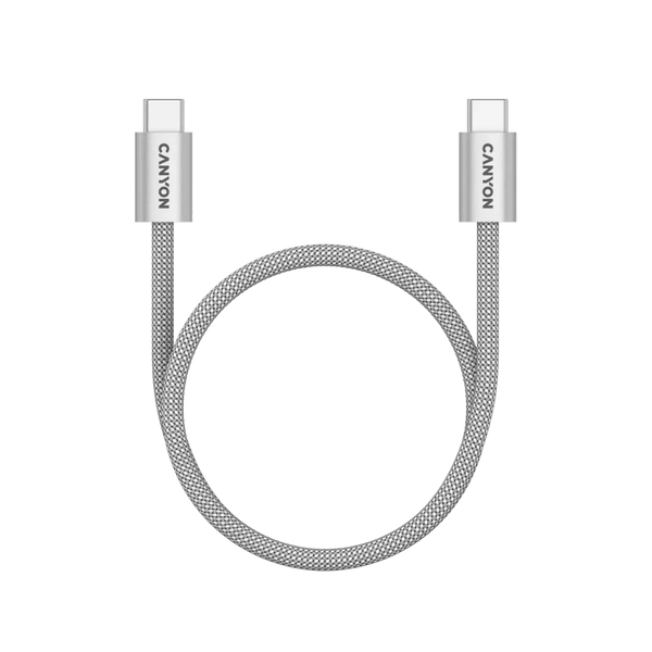 CANYON 60W 3A USB 2.0 C–C magnētiskais kabelis, Datu pārraide: līdz 480 Mb/s, 1 m, pelēks