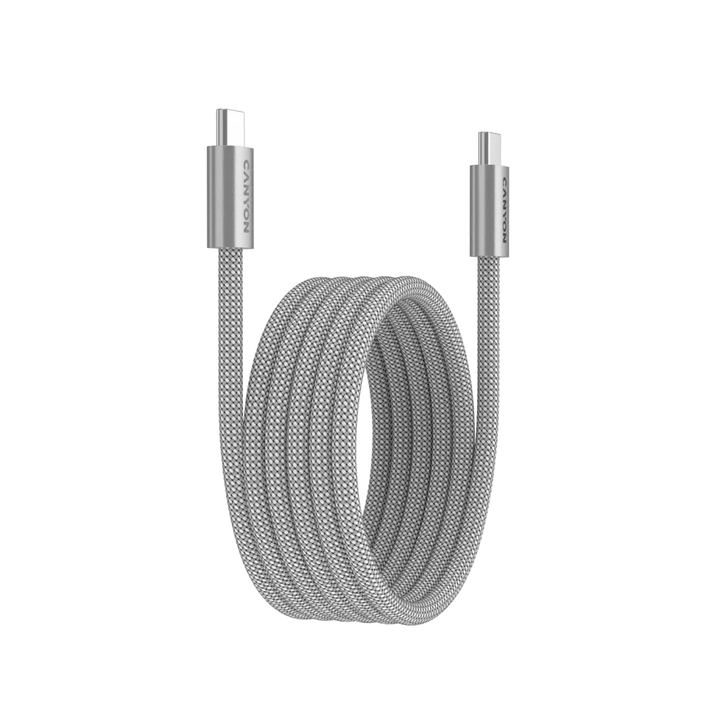 CANYON 60W 3A USB 2.0 C–C magnētiskais kabelis, Datu pārraide: līdz 480 Mb/s, 1 m, pelēks