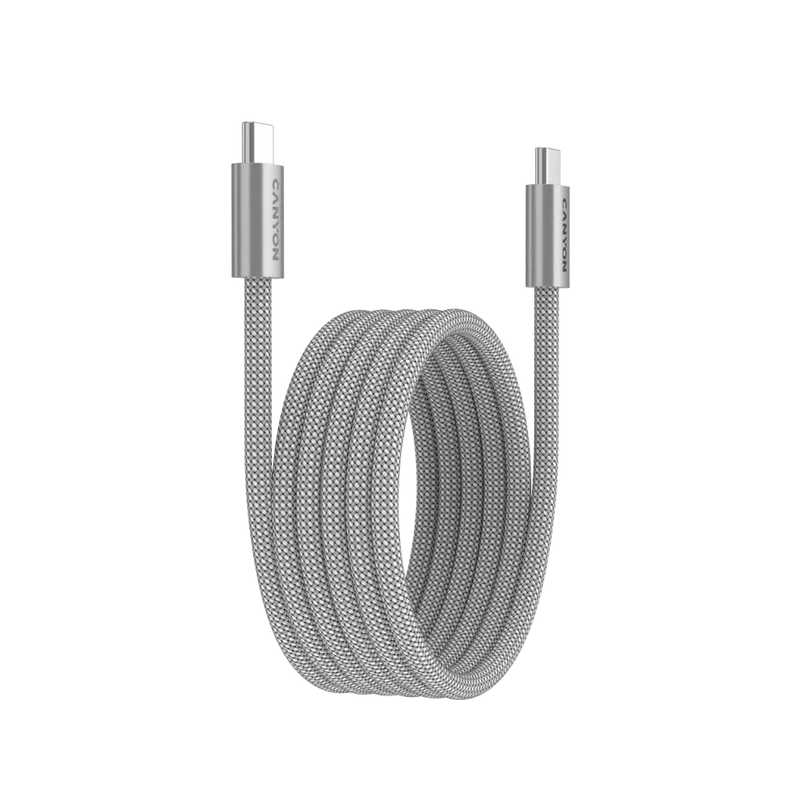 CANYON 60W 3A USB 2.0 C–C magnētiskais kabelis, Datu pārraide: līdz 480 Mb/s, 1 m, pelēks