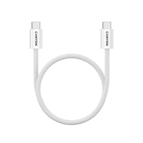 CANYON 60W 3A USB 2.0 C–C magnētiskais kabelis, Datu pārraide: līdz 480 Mb/s, 1 m, balts