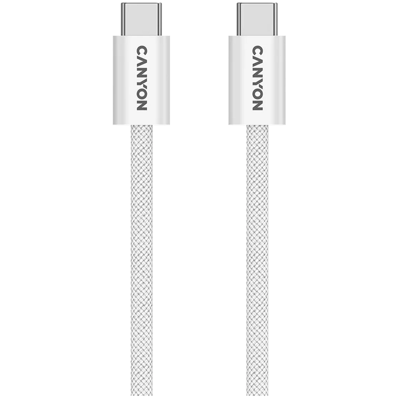 CANYON 60W 3A USB 2.0 C–C magnētiskais kabelis, Datu pārraide: līdz 480 Mb/s, 1 m, balts