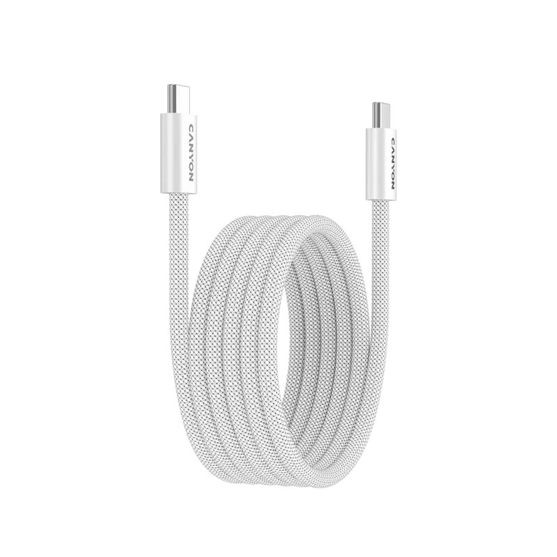 CANYON 60W 3A USB 2.0 C–C magnētiskais kabelis, Datu pārraide: līdz 480 Mb/s, 1 m, balts