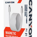 CANYON 60W 3A USB 2.0 C–C magnētiskais kabelis, Datu pārraide: līdz 480 Mb/s, 1 m, balts