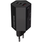 CANYON lādētājs HEXAGON 65 GaN 65 W 2×PD 1×QC EU melns
