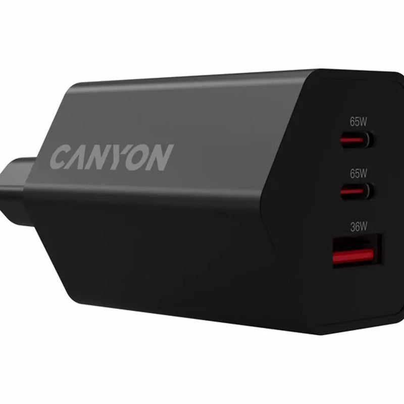 CANYON lādētājs HEXAGON 65 GaN 65 W 2×PD 1×QC EU melns