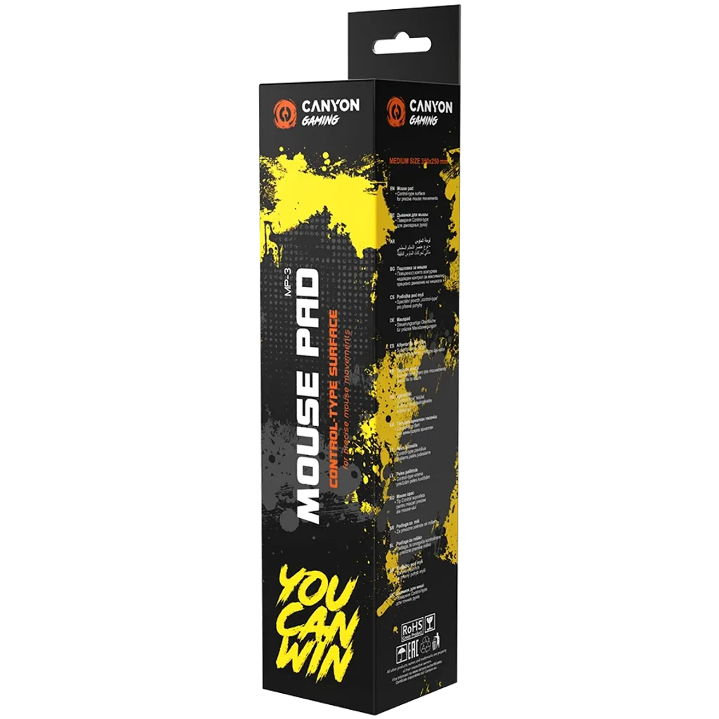 CANYON MP-3 spēļu peles paliktnis 350×250×3 mm, melns