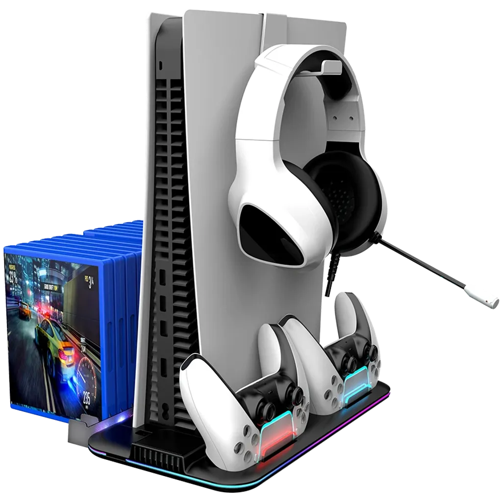 CANYON CS-51 PS5/PS5 Slim/PS5 Pro dzesēšanas statīvs, RGB, melns