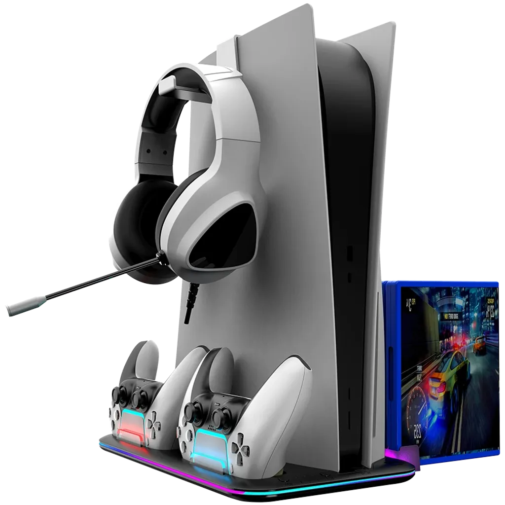 CANYON CS-51 PS5/PS5 Slim/PS5 Pro dzesēšanas statīvs, RGB, melns
