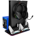CANYON CS-5 PS5 dzesēšanas statīvs ar 2 kontrolieru uzlādi un RGB, melns