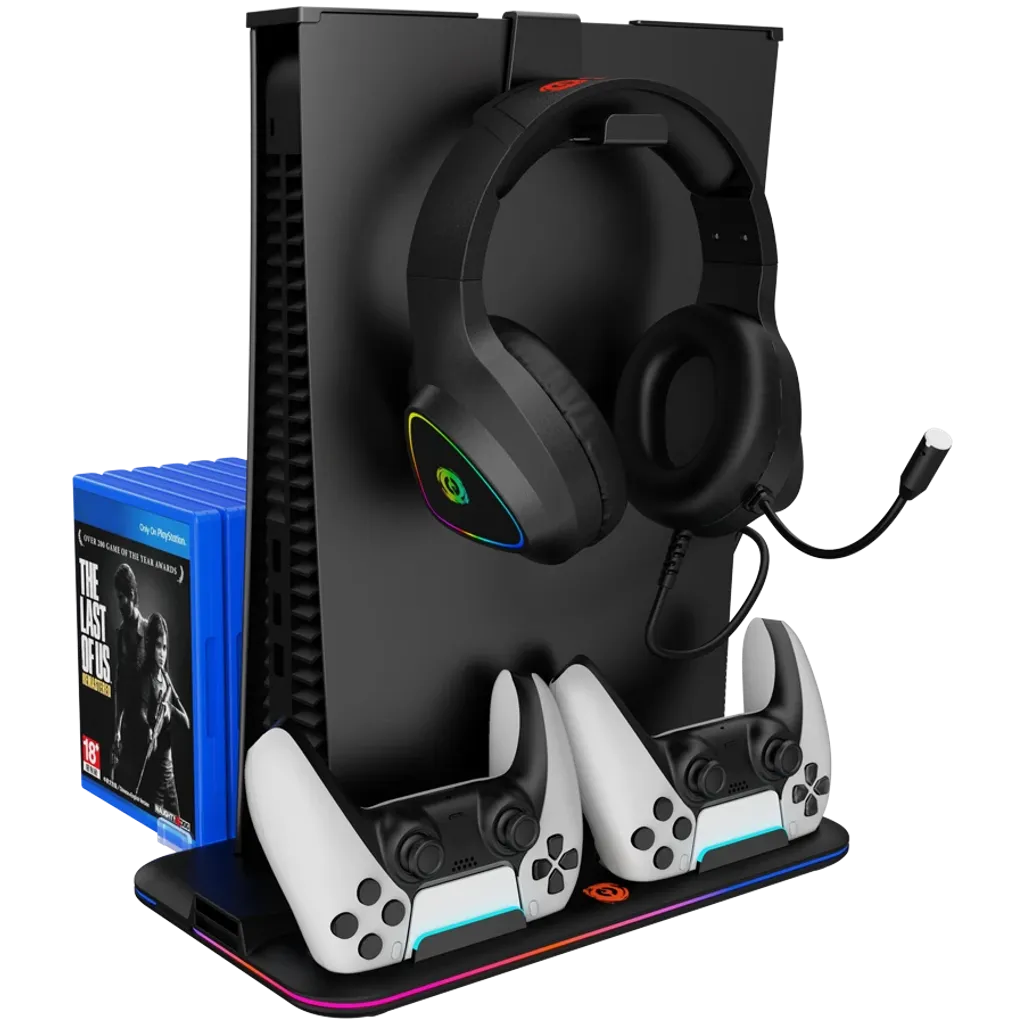 CANYON CS-51 PS5/PS5 Slim/PS5 Pro dzesēšanas statīvs, RGB, melns
