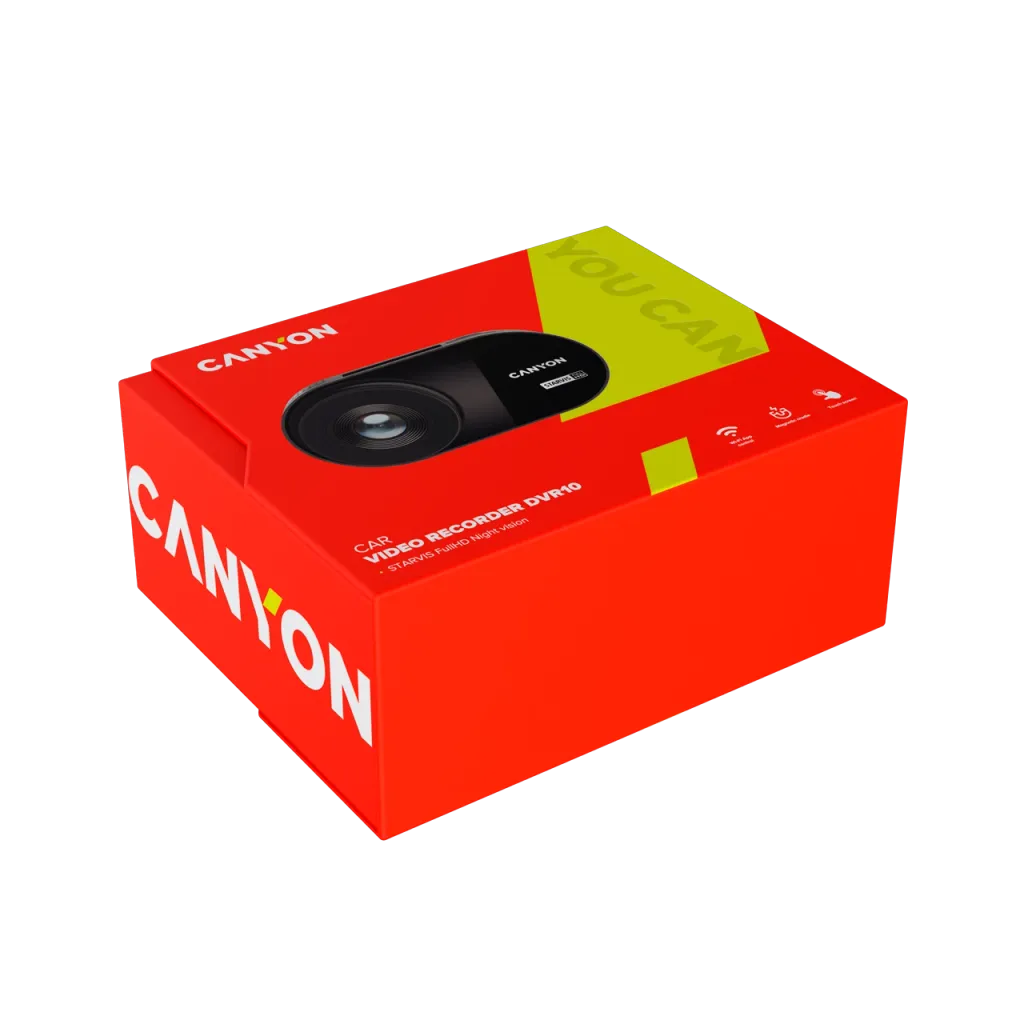 CANYON DVR10 auto videoreģistrators Full HD 1080p, Wi-Fi, 3" IPS, melns