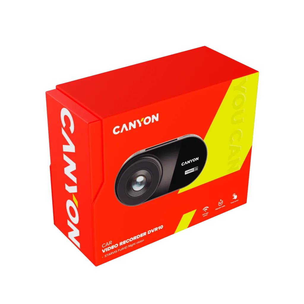 CANYON DVR10 auto videoreģistrators Full HD 1080p, Wi-Fi, 3" IPS, melns