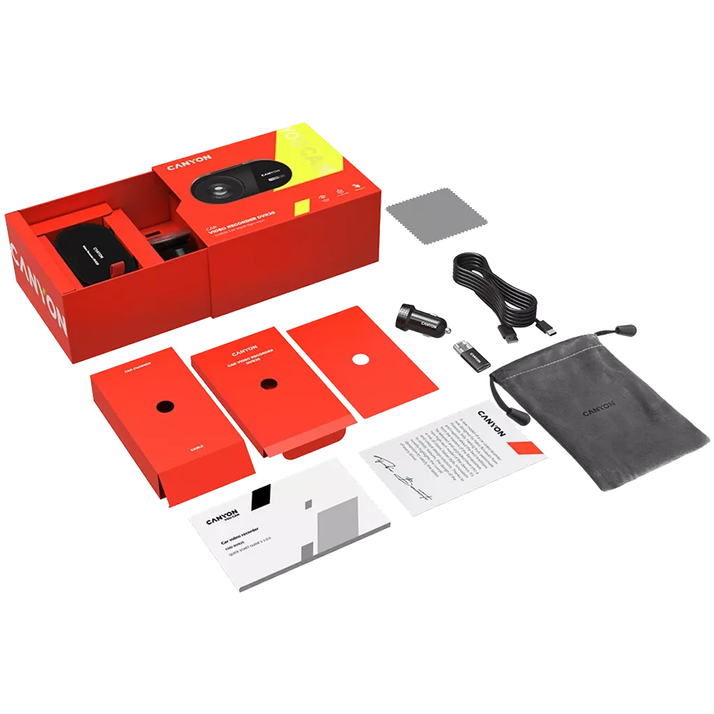 CANYON auto videoreģistrators DVR25 WQHD 2.5K 1440p Wi-Fi Melns