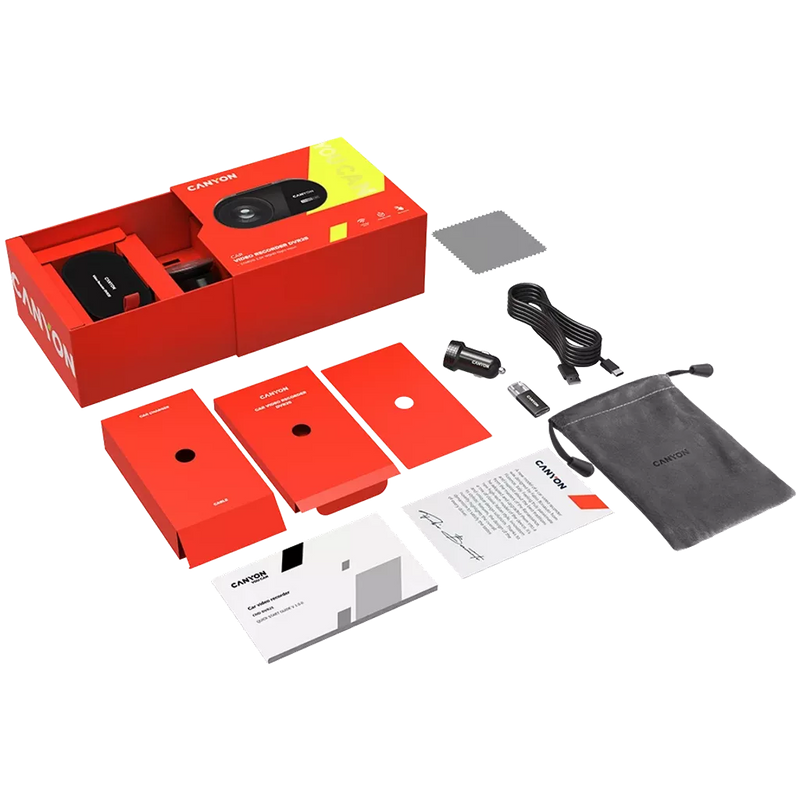 CANYON auto videoreģistrators DVR25 WQHD 2.5K 1440p Wi-Fi Melns