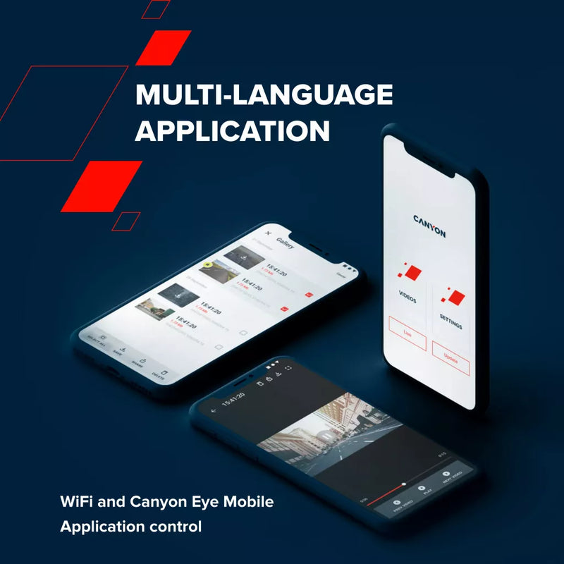 CANYON auto videoreģistrators DVR25 WQHD 2.5K 1440p Wi-Fi Melns