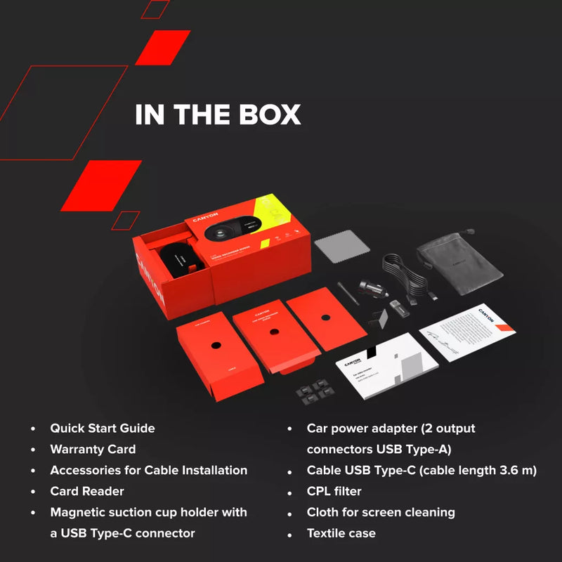 CANYON auto videoreģistrators DVR25 WQHD 2.5K 1440p Wi-Fi Melns