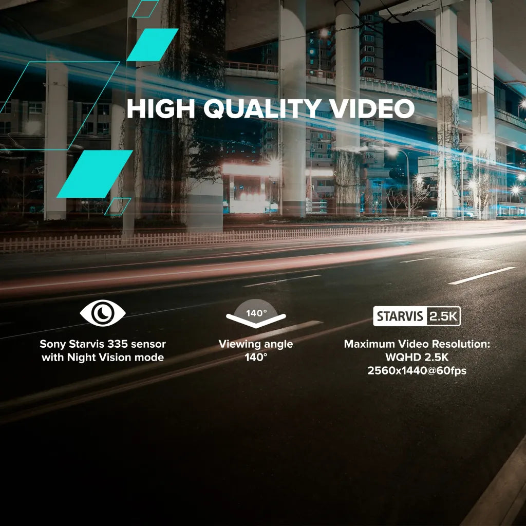 CANYON DVR25GPS auto videoreģistrators 2.5K 60fps, GPS, Wi-Fi, 3" IPS, melns