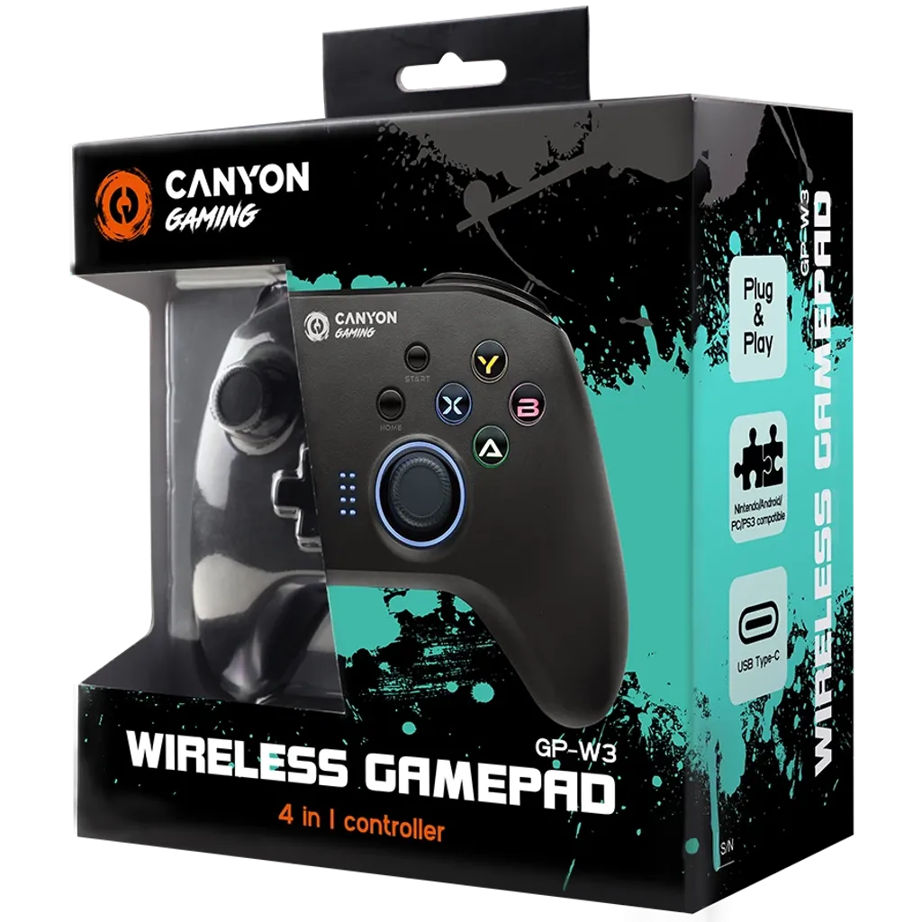 CANYON GP-W3 bezvadu spēļu pults 2,4 GHz, 16 pogas, 600 mAh