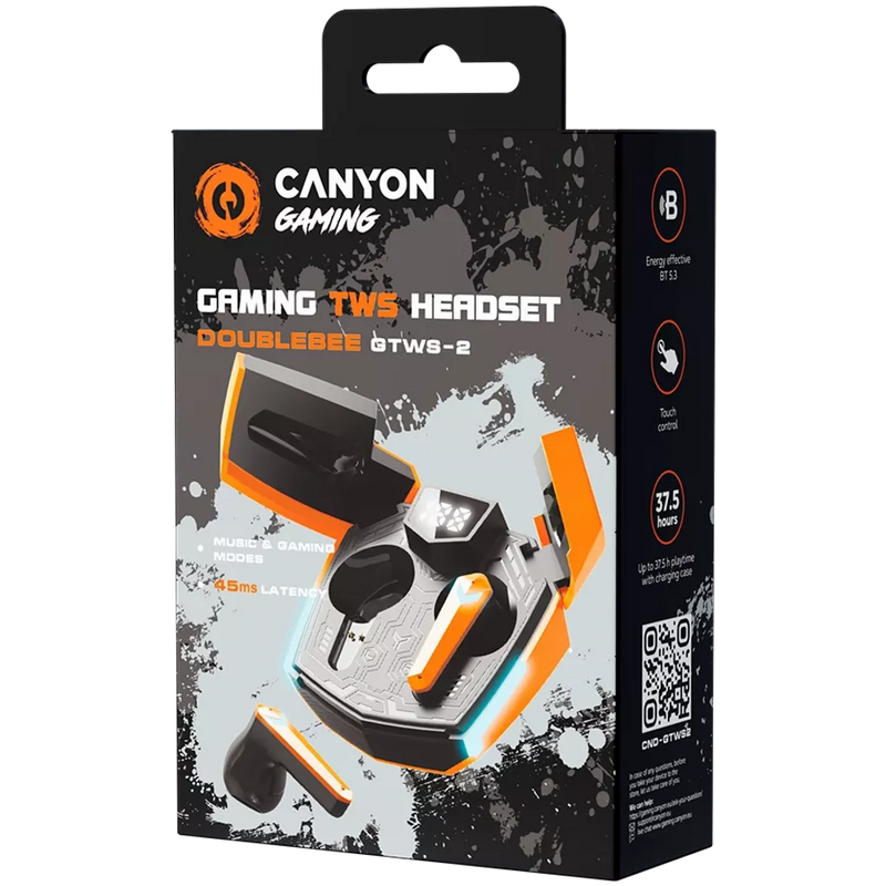 CANYON austiņas DoubleBee GTWS-2 Gaming melnas