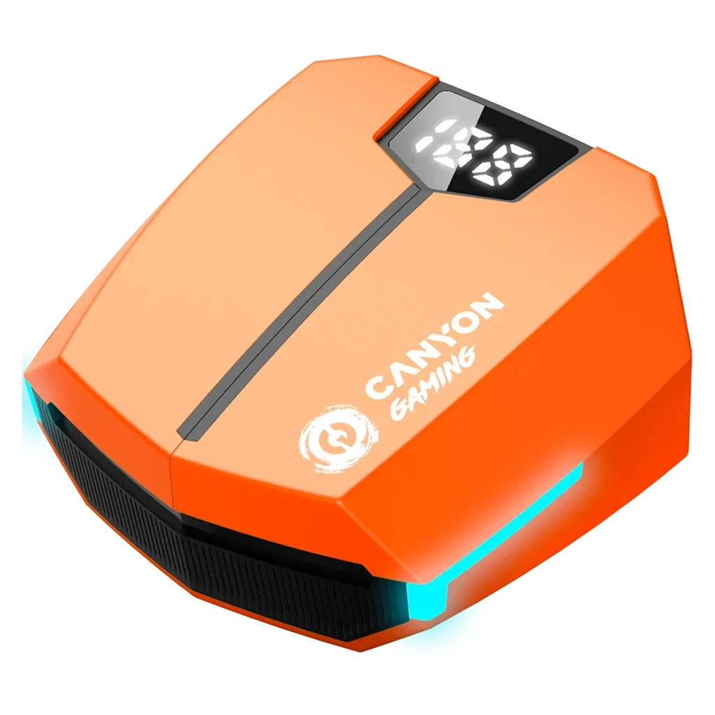 CANYON DoubleBee GTWS-2 TWS spēļu austiņas, Bluetooth 5.3, 37,5 h, oranžas