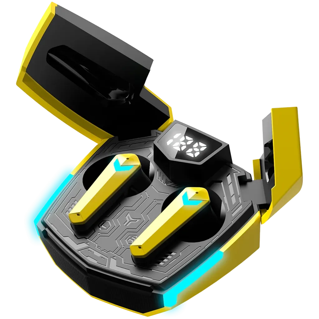 CANYON DoubleBee GTWS-2 TWS spēļu austiņas, Bluetooth 5.3, 37,5 h, dzeltenas