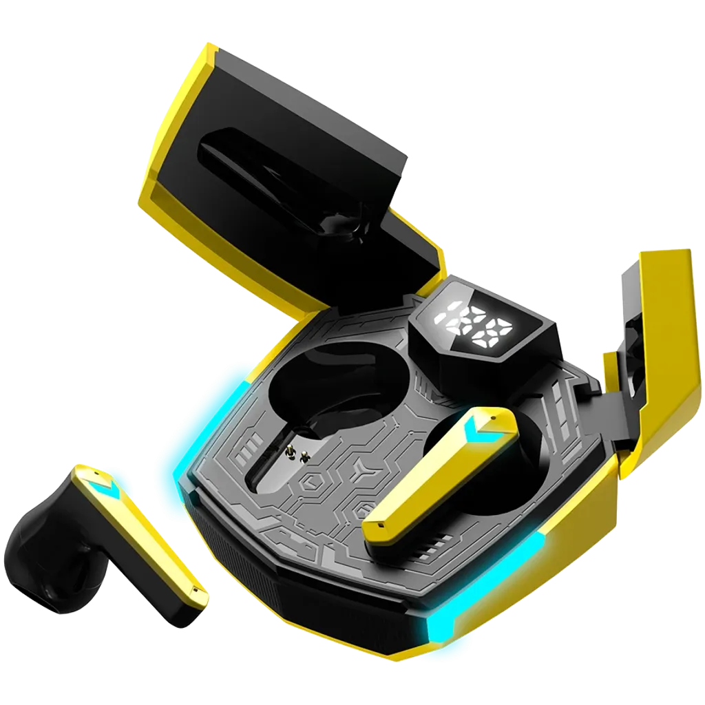 CANYON DoubleBee GTWS-2 TWS spēļu austiņas, Bluetooth 5.3, 37,5 h, dzeltenas
