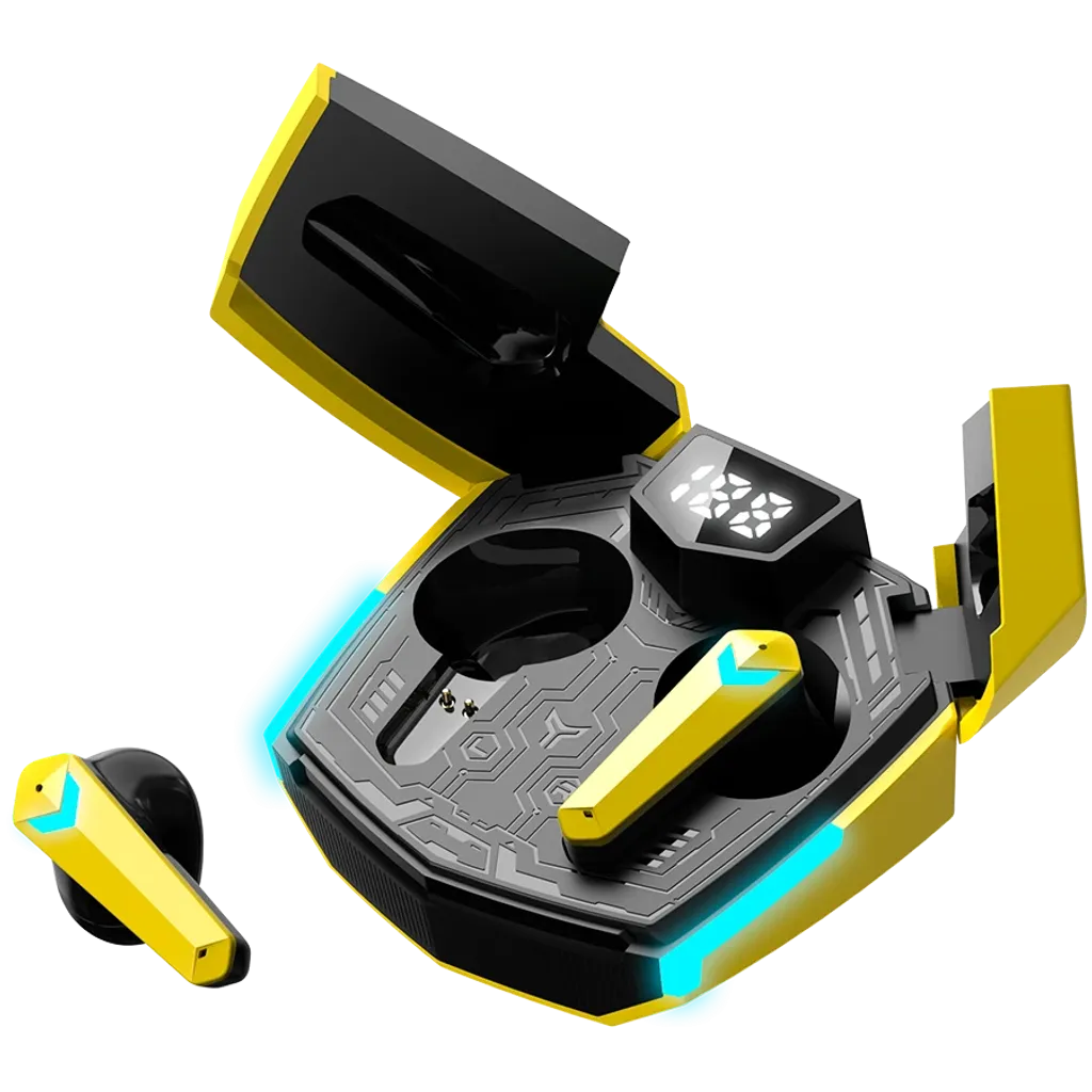 CANYON DoubleBee GTWS-2 TWS spēļu austiņas, Bluetooth 5.3, 37,5 h, dzeltenas