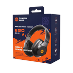CANYON EGO GH-15 bezvadu spēļu austiņas, Bluetooth 5.3, 40mm, melnas
