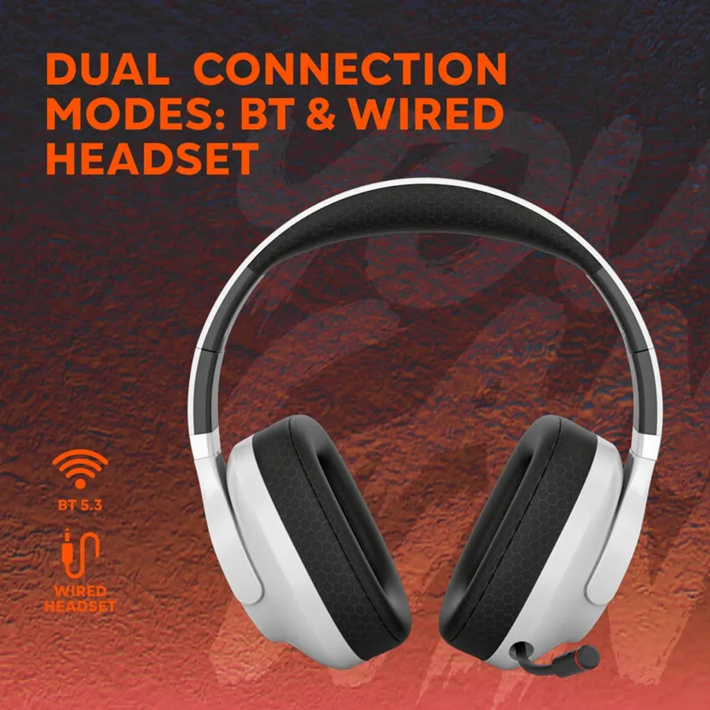 CANYON EGO GH-15 bezvadu spēļu austiņas, Bluetooth 5.3, 40mm, baltas