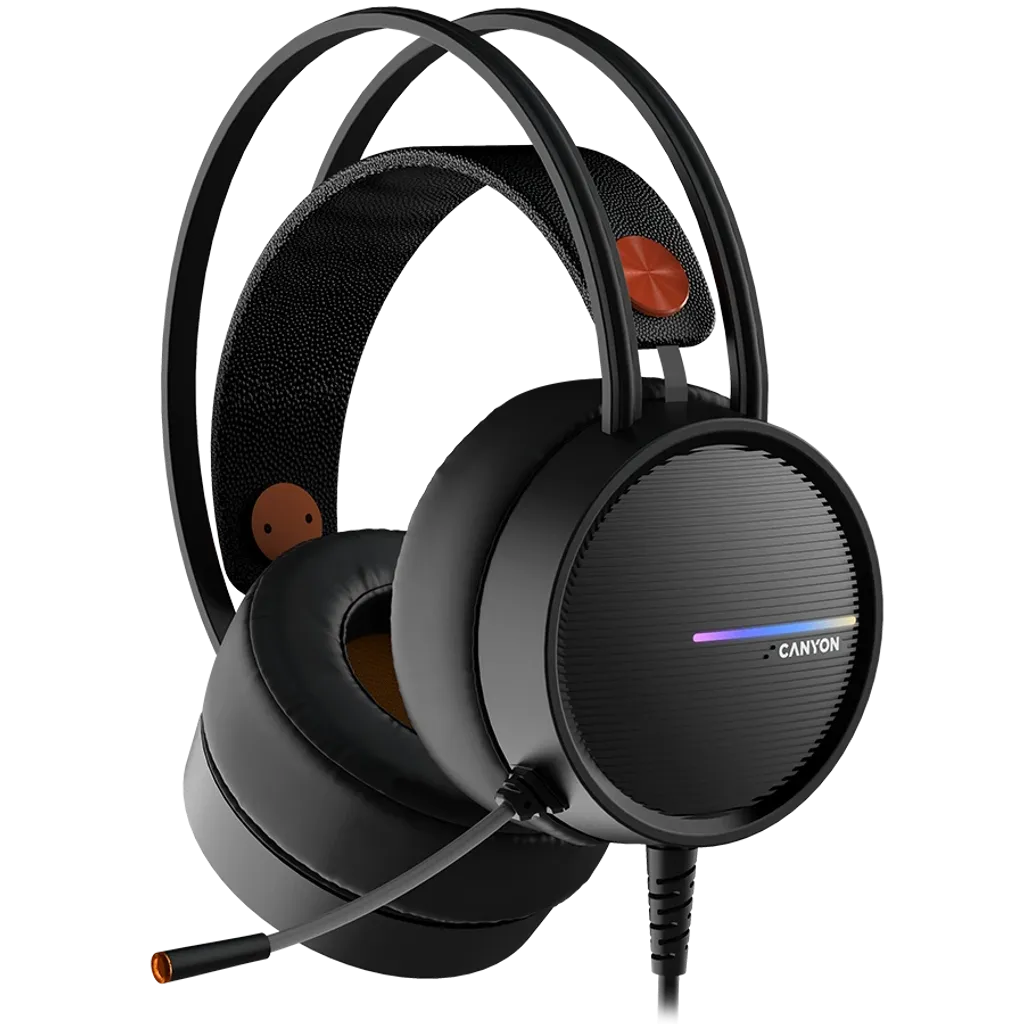 CANYON Interceptor GH-8A spēļu austiņas ar mikrofonu, 50mm, melnas/oranžas